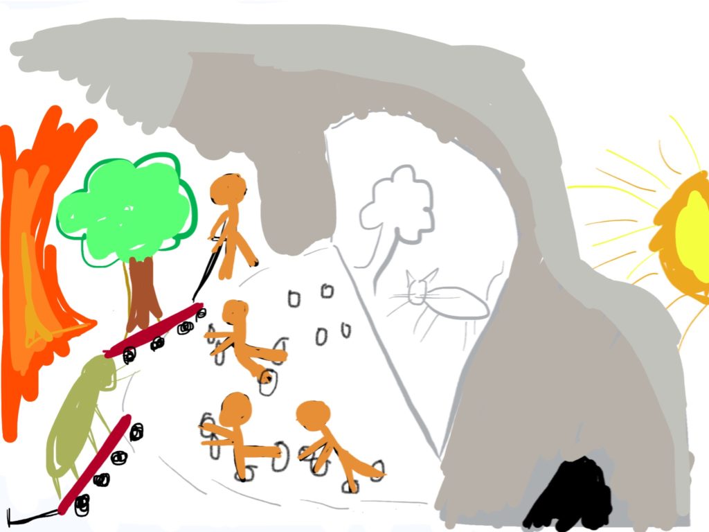 Crude illustration of Plato's allegory of the cave
